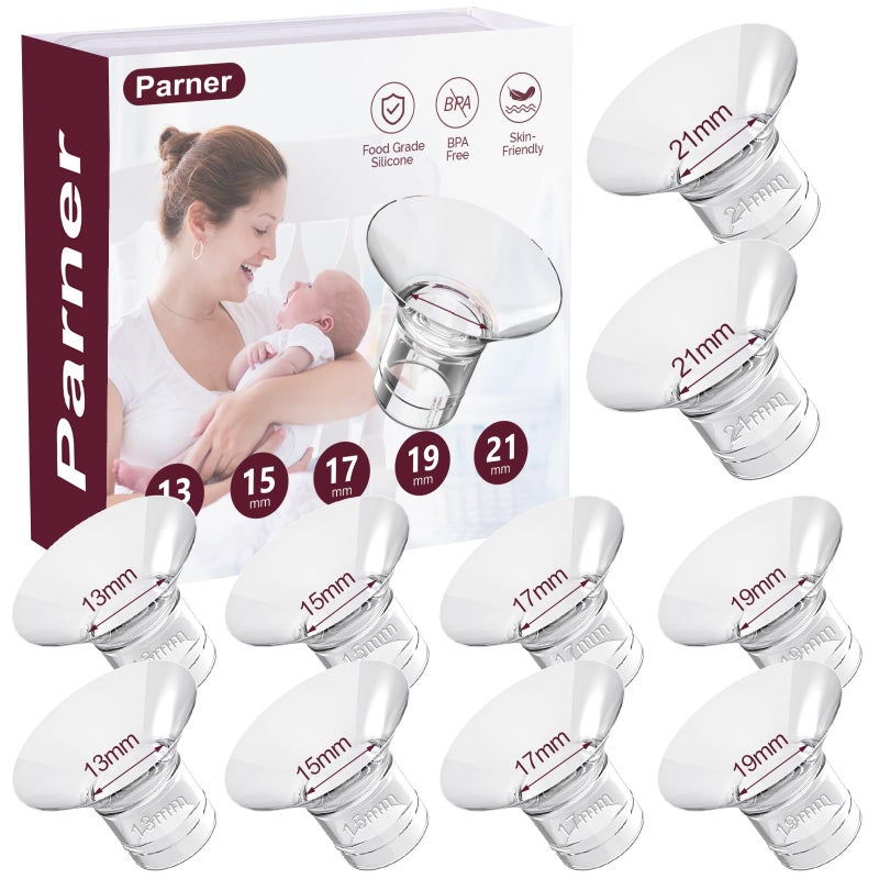 Parner Flange Inserts 13/15/17/19/21mm 10PCS for Momcozy S9/S9pro/S10/S12/S12pro/Medela/Tsrete/Spectra/Bellababy etc 24mm Wearable Breast Pump, Reduce 24mm Tunnel Down to Correct Size - 10PCS - Image 1